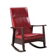 Red pu & espresso finish rocking chair by Acme additional picture 2