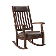 Brown pu & walnut finish upholstered trim rocking chair by Acme additional picture 2