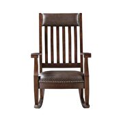 Brown pu & walnut finish upholstered trim rocking chair by Acme additional picture 4