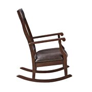 Brown pu & walnut finish upholstered trim rocking chair by Acme additional picture 5
