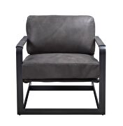 Gray top grain leather & black finish base accent chair by Acme additional picture 2