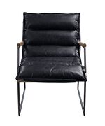 Distress espresso top grain leather & matt iron finish base accent chair by Acme additional picture 2