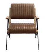 Cocoa top grain leather/ matt iron finish base accent chair by Acme additional picture 2