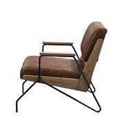 Cocoa top grain leather/ matt iron finish base accent chair by Acme additional picture 4