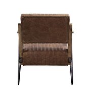Cocoa top grain leather/ matt iron finish base accent chair by Acme additional picture 5