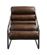 Sahara top grain leather & matt iron finish base accent chair by Acme additional picture 2