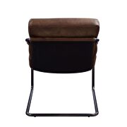 Sahara top grain leather & matt iron finish base accent chair by Acme additional picture 6