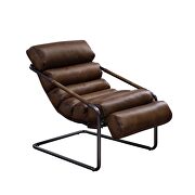 Sahara top grain leather & matt iron finish base accent chair by Acme additional picture 7