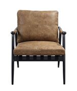 Berham chestnut top grain leather & matt iron finish base accent chair by Acme additional picture 2