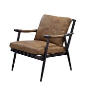 Berham chestnut top grain leather & matt iron finish base accent chair by Acme additional picture 3