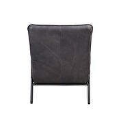 Gray top grain leather & matt iron finish base accent chair by Acme additional picture 5