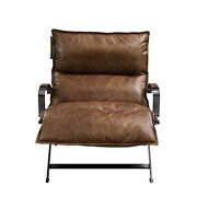 Cocoa top grain leather & matt iron finish base accent chair by Acme additional picture 2