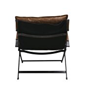 Cocoa top grain leather & matt iron finish base accent chair by Acme additional picture 5