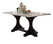 White marble top & weathered espresso base rectangular trestle dining table by Acme additional picture 3