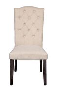 Beige linen and wooden tapered weathered espresso finish legs dining chair by Acme additional picture 2