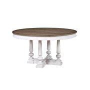 Oak & antique white finish round dining table by Acme additional picture 2