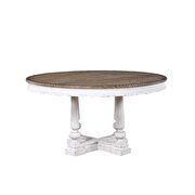 Oak & antique white finish round dining table by Acme additional picture 3