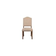 Khaki linen & antique oak finish side chair by Acme additional picture 2