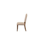 Khaki linen & antique oak finish side chair by Acme additional picture 3