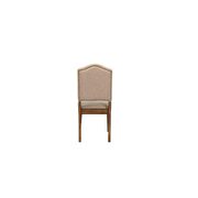 Khaki linen & antique oak finish side chair by Acme additional picture 4