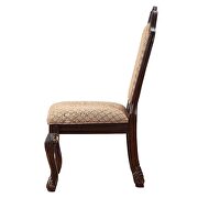Fabric & espresso finish elegant styling decorative carving dining chair by Acme additional picture 3
