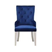 Blue fabric & antique platinum side chair additional photo 2 of 3