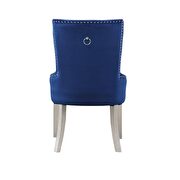Blue fabric & antique platinum side chair by Acme additional picture 4