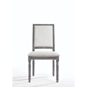 Cream linen & weathered gray finish side chair additional photo 2 of 3