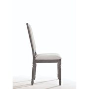 Cream linen & weathered gray finish side chair additional photo 3 of 3