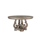 Antique silver dining single pedestal table by Acme additional picture 2