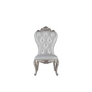 Cream fabric & antique white side chair by Acme additional picture 3