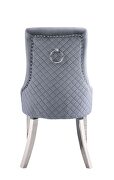 Gray fabric upolstery & mirrored silver finish parson style dining chair by Acme additional picture 2