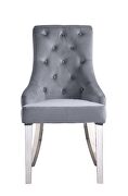 Gray fabric upolstery & mirrored silver finish parson style dining chair by Acme additional picture 3