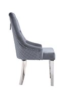 Gray fabric upolstery & mirrored silver finish parson style dining chair by Acme additional picture 4