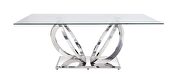 Clear glass top and mirrored silver metal base dinind table by Acme additional picture 3