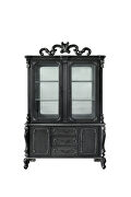Charcoal finish decorative carvings and silver trim accent dining table by Acme additional picture 2