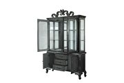 Charcoal finish decorative carvings and silver trim accent dining table by Acme additional picture 16