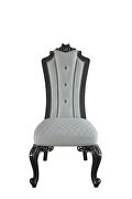 Two tone ivory fabric/ beige pu & charcoal finish dining chair by Acme additional picture 3