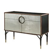Top grain leather & aluminum console table by Acme additional picture 3