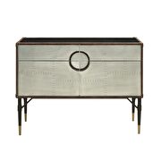 Top grain leather & aluminum console table by Acme additional picture 4