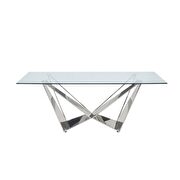 Chrome base rising legs clear glass top dining table by Acme additional picture 2