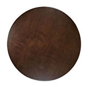 Oak finish round top / buttermilk wooden single pedestal base dining table by Acme additional picture 2