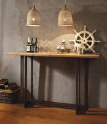 Aluminum, oak & antique black finish bar table by Acme additional picture 2
