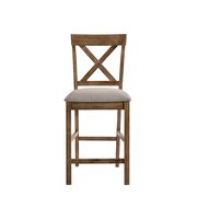 Tan linen & weathered oak finish counter height chair by Acme additional picture 2