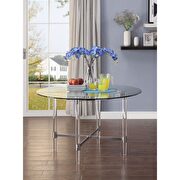 Chrome & clear glass round top dining table by Acme additional picture 2