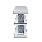 V-shaped chrome and faux crystal base glass top dining table by Acme additional picture 7