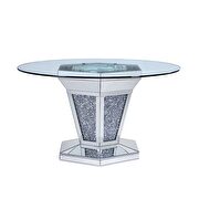 Mirrored, faux diamonds & clear glass dining table by Acme additional picture 4
