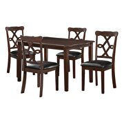 Black pu & espresso 5 pieces pack dining set by Acme additional picture 2