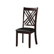 Black pu & espresso finish side chair additional photo 2 of 5