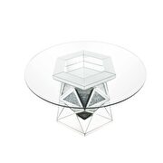 Round glass dining table w/ chrome base by Acme additional picture 2